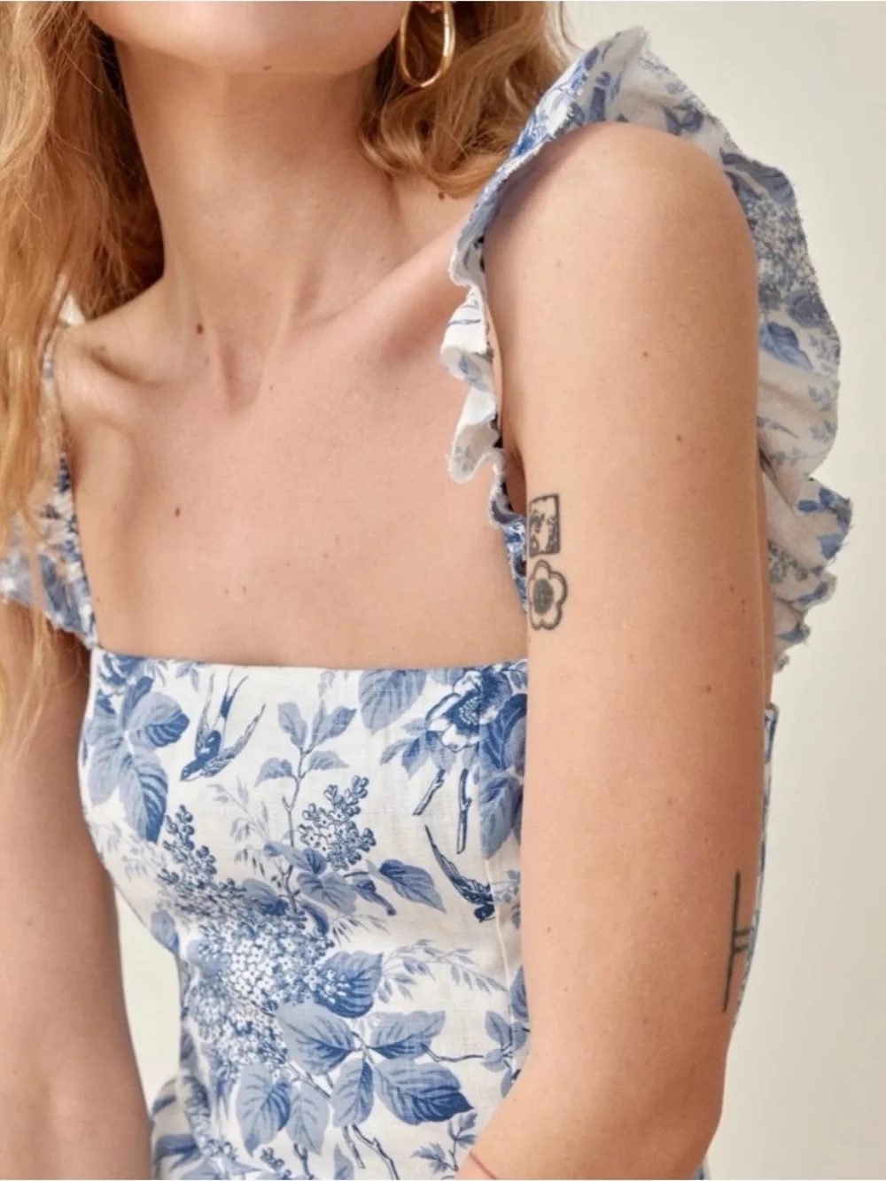 Reformation Blue Toile Spaulding Dress - Picture 4 of 12